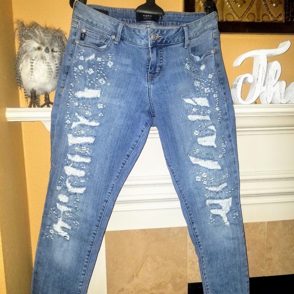Torrid Jeans - Deconstructed with beads and sequin
